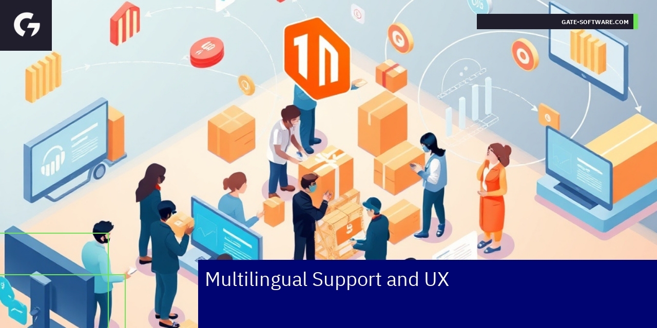 Multilingual UX and marketing integration illustration