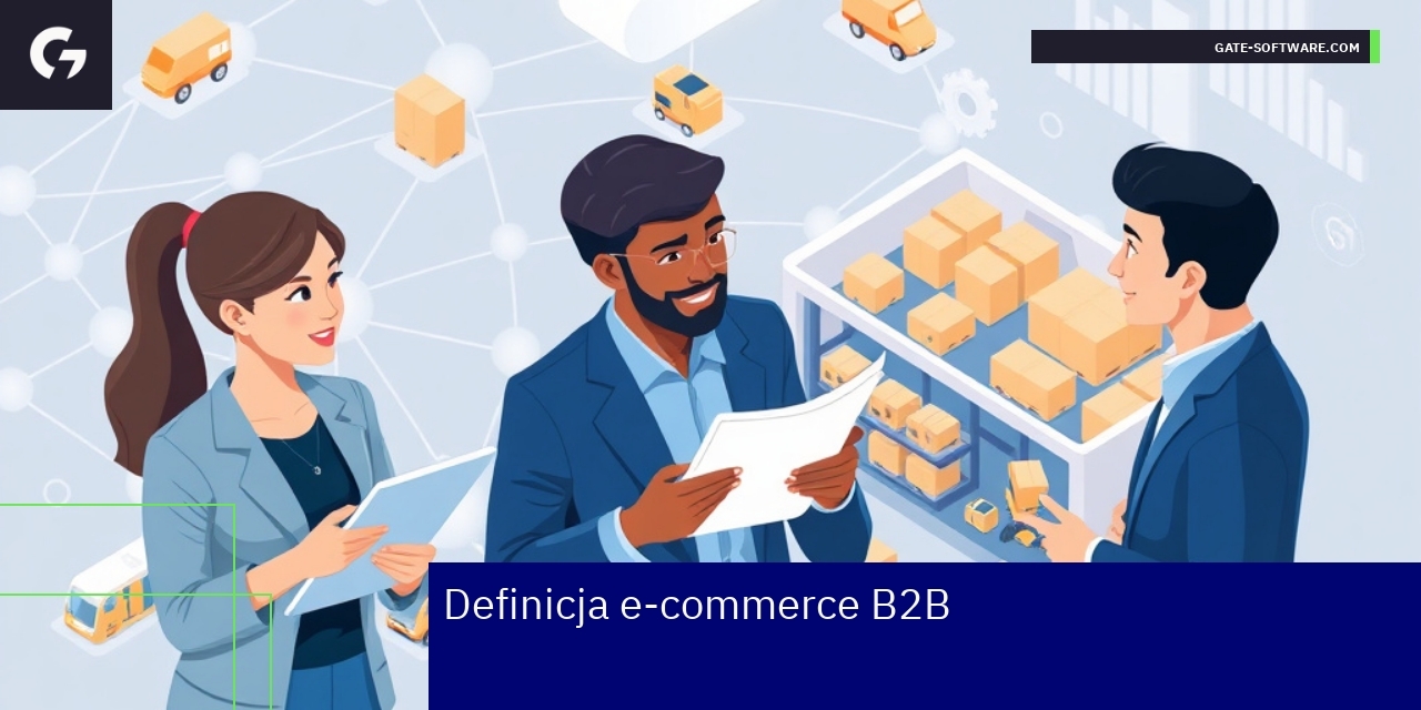 Kluczowe aspekty e-commerce B2B i cyfryzacji Schemat przedstawiający e-commerce B2B i korzyści