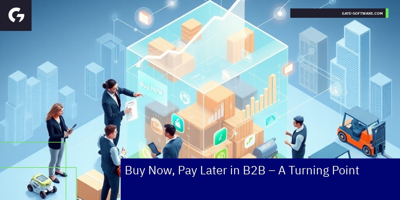 BNPL Impact on B2B eCommerce and Growth Trends Business professionals discussing BNPL in digital commerce