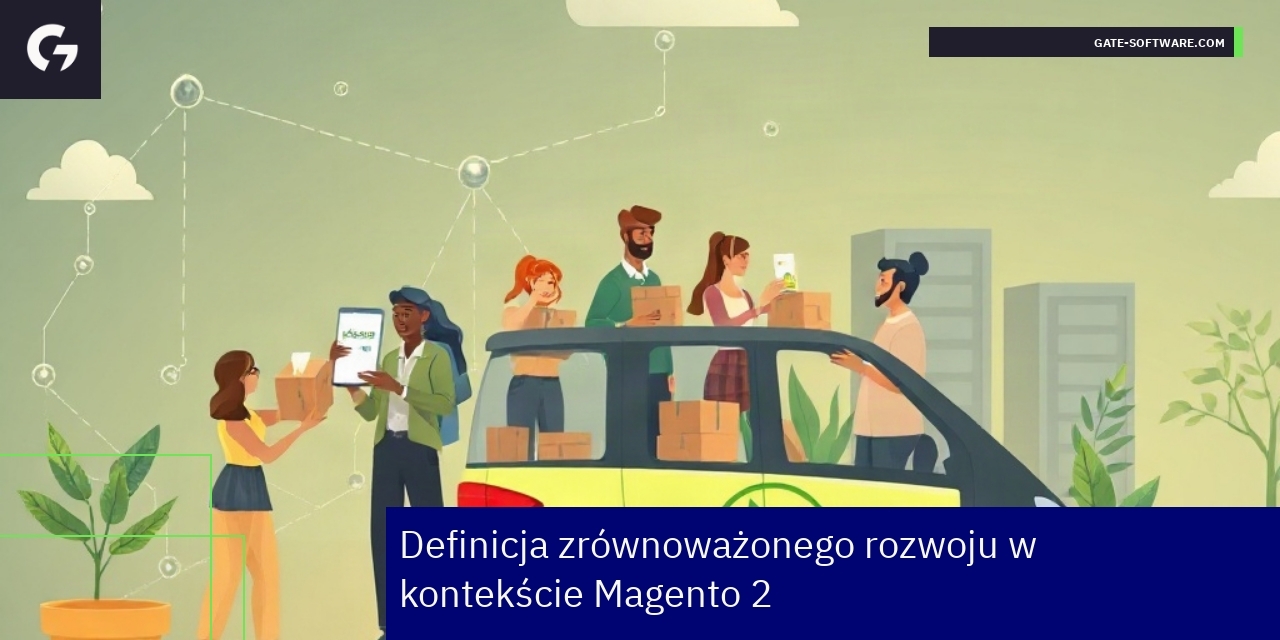 Schemat pokazujący zrównoważony rozwój i Magento 2