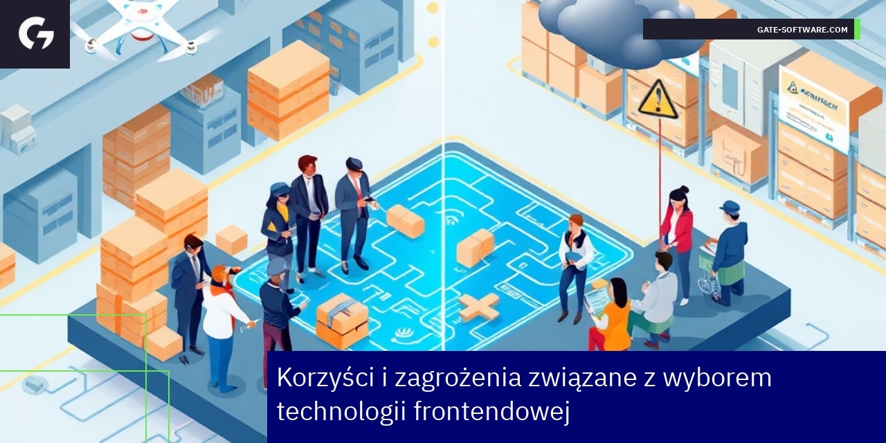 Schemat korzyści i zagrożeń technologii frontendowej