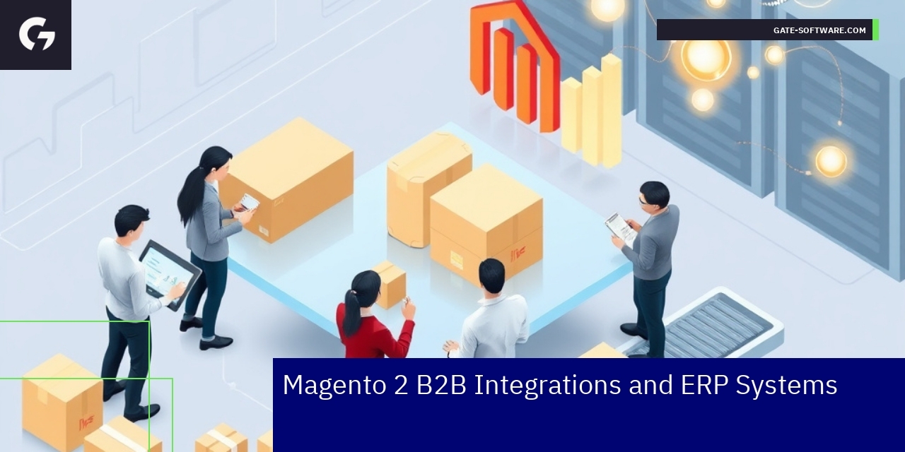 Diagram showing ERP and Magento integration process