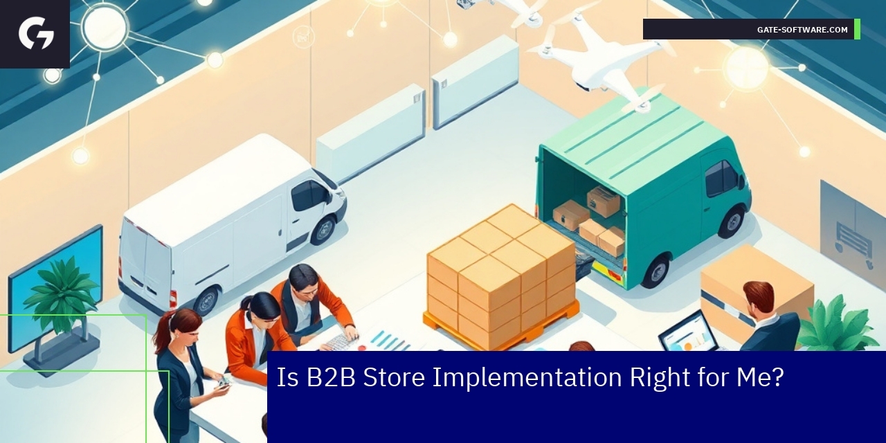 Implementing a B2B eCommerce Store Successfully B2B eCommerce platform workflow and business icons