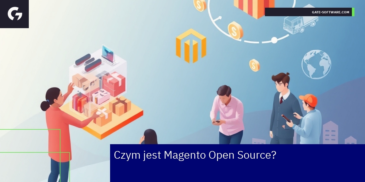 Logo Magento i schemat platformy e-commerce