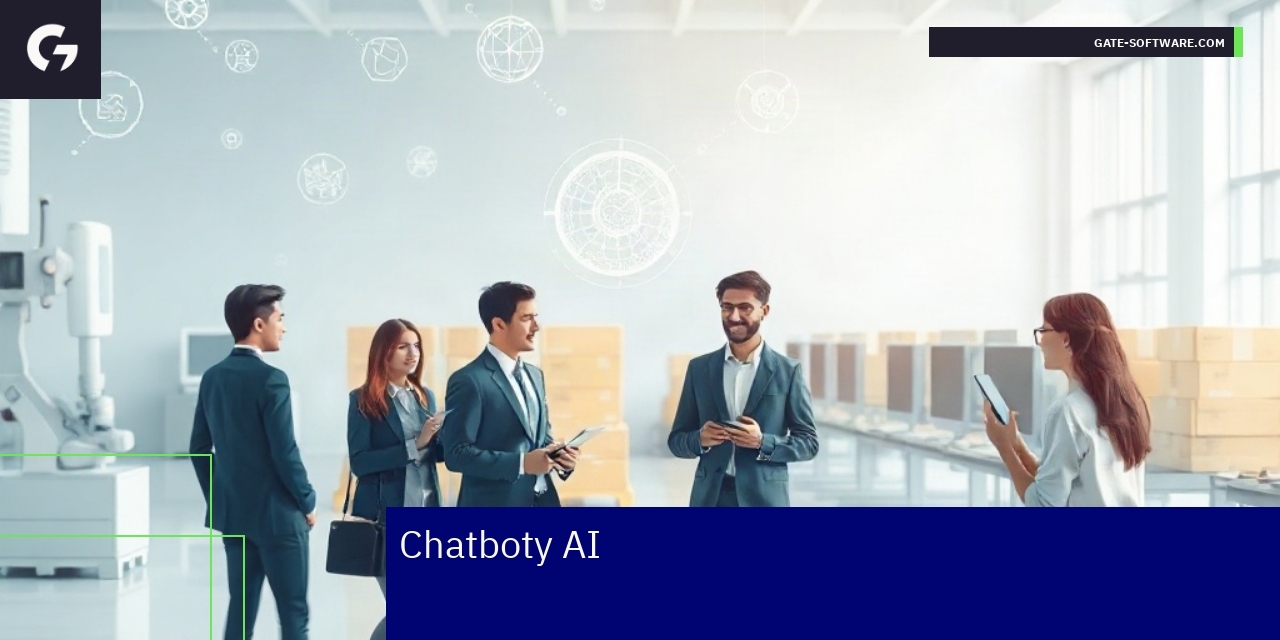 Grafika przedstawiająca chatbot i interakcję z klientem