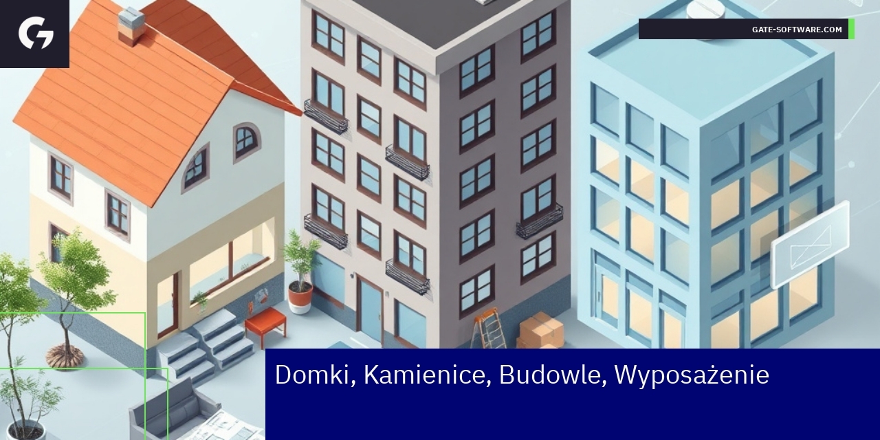 Schemat architektury systemu Hyva z budynkami i wyposażeniem