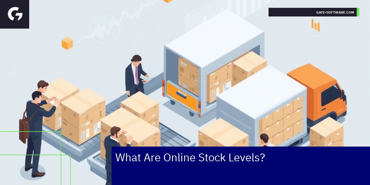 Stock levels monitoring concept with ecommerce icons