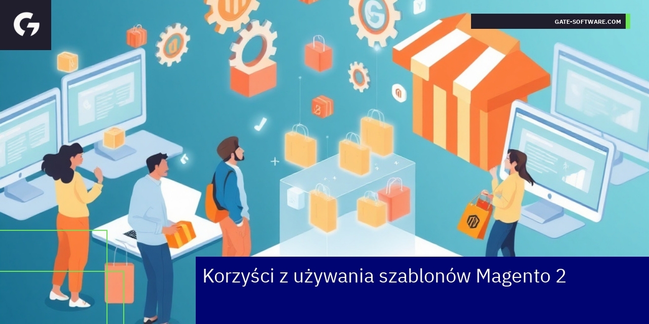 Kluczowe korzyści szablonów Magento 2 w e-commerce schemat korzyści Magento 2 dla sklepów online