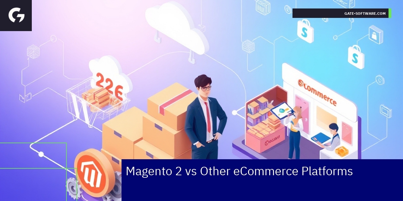 Magento 2 Comparison with eCommerce Platforms Comparison chart of Magento 2, WooCommerce, and Shopify