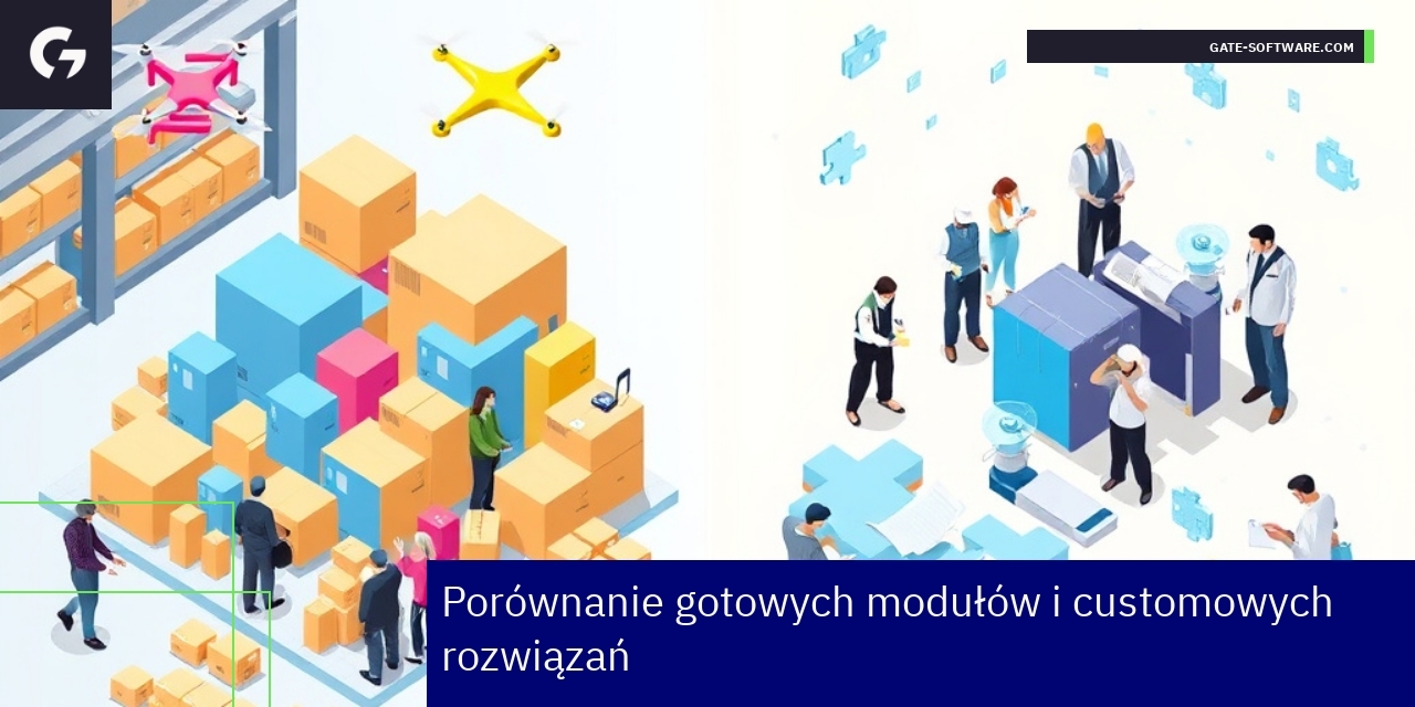 Schemat porównujący moduły gotowe i customowe
