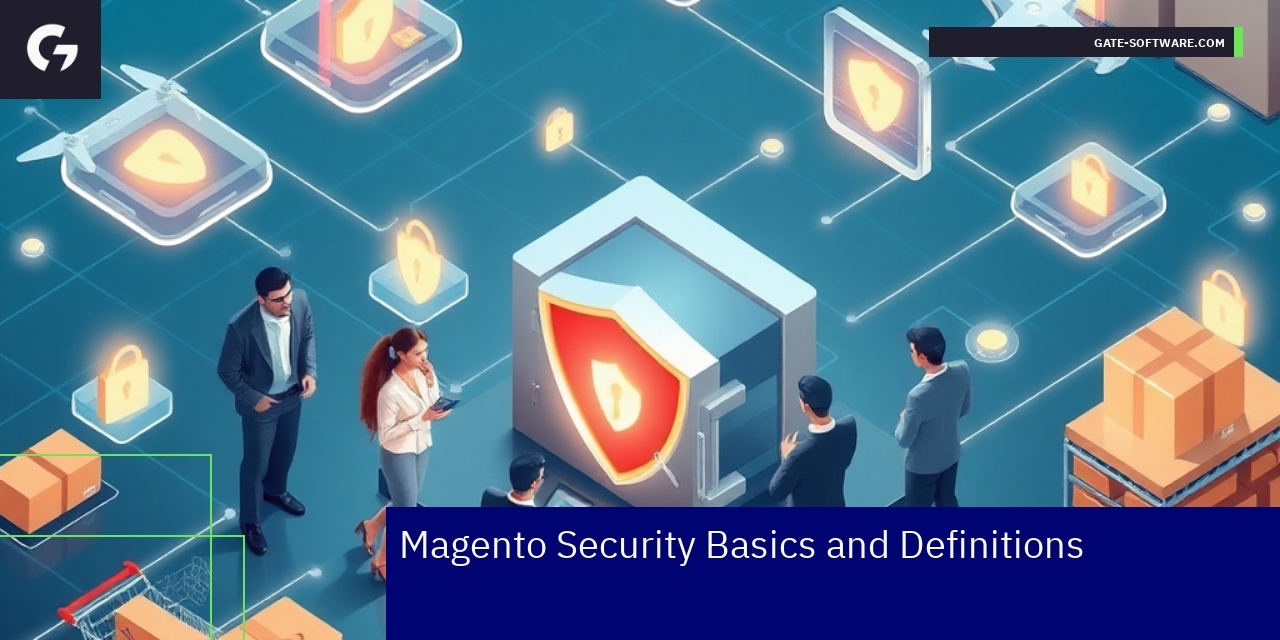 Magento security icons representing protections and protocols