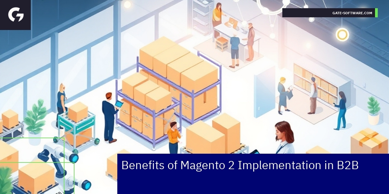 Diagram showing Magento 2 benefits in B2B processes