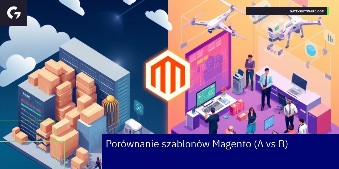 Schemat porównujący szablony Magento A oraz B