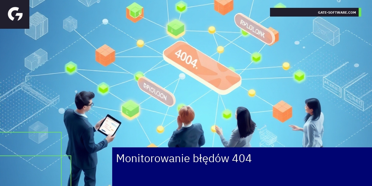 Ekran monitora z błędami 404 i wykresami
