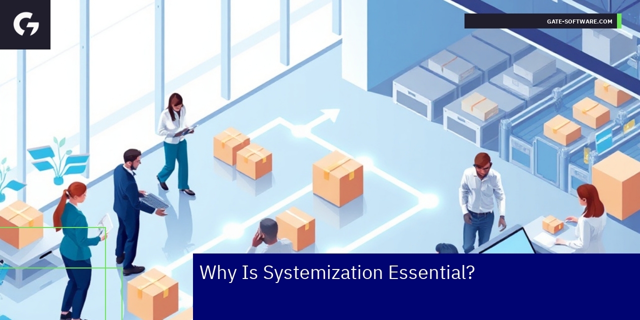 Chart showing growth steps with CRM and systemization