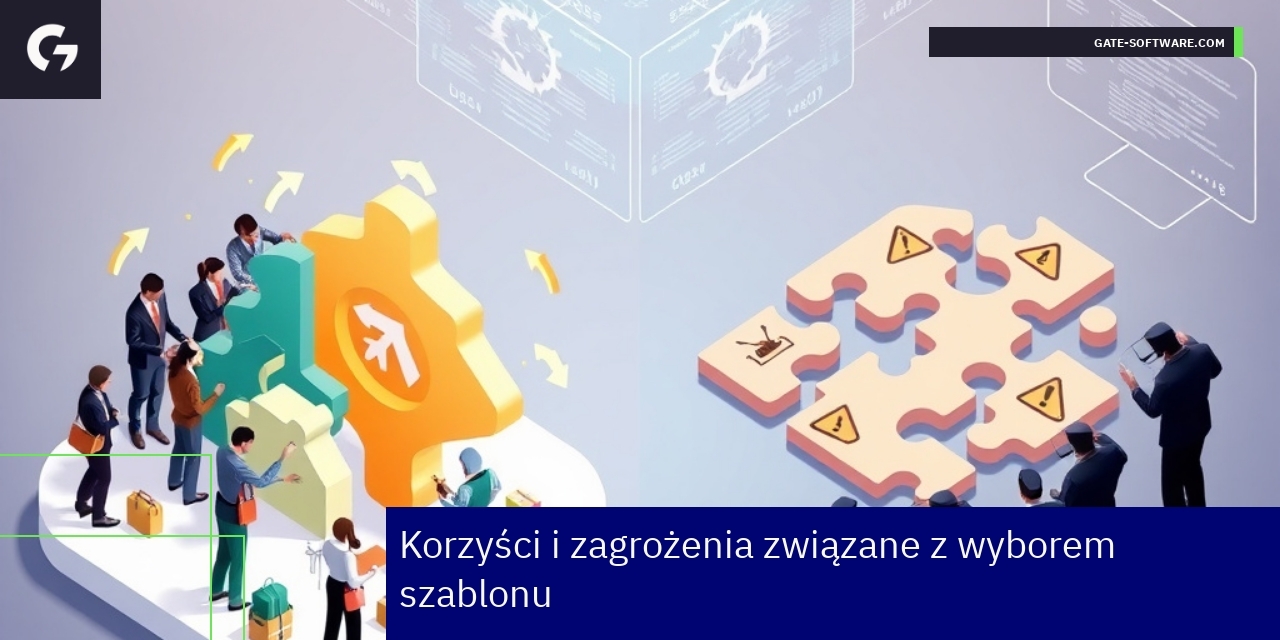 Korzyści i zagrożenia wyboru szablonu Hyva Schemat przedstawiający korzyści i ryzyka szablonu