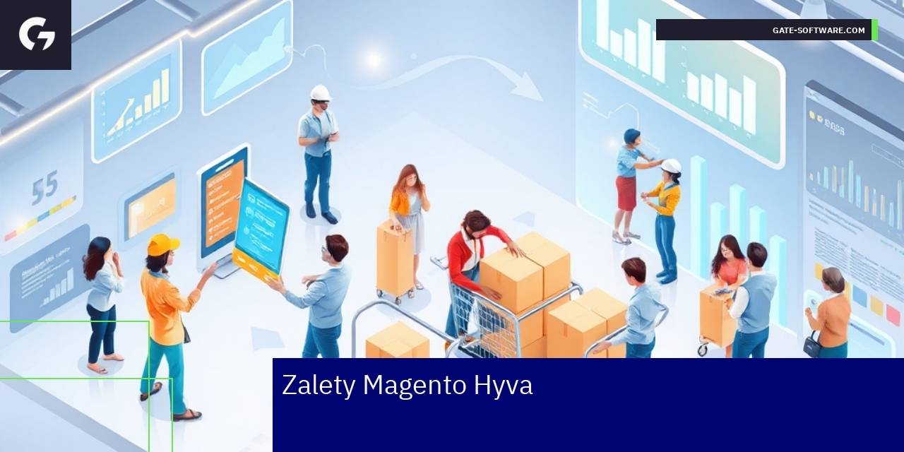 Schemat zalet Magento Hyva na jasnym tle