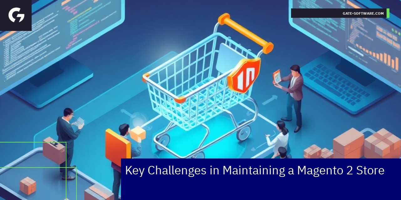 Challenges in Maintaining Magento 2 Stores Magento 2 store maintenance and security concept