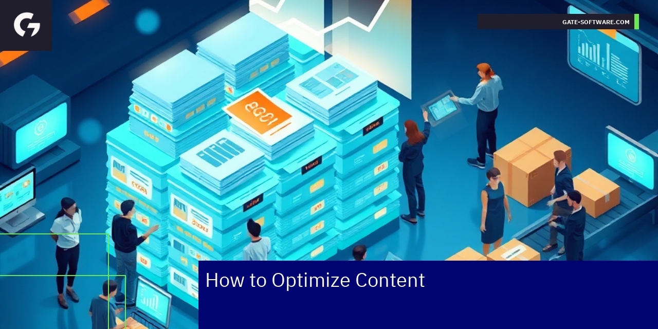 Digital content optimization process and tools illustration