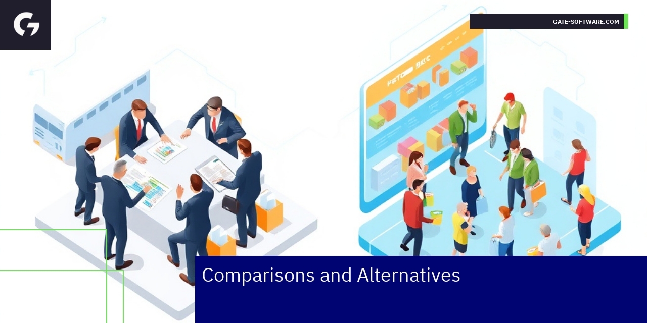 B2B eCommerce Differences and Alternatives Business professionals comparing eCommerce platforms