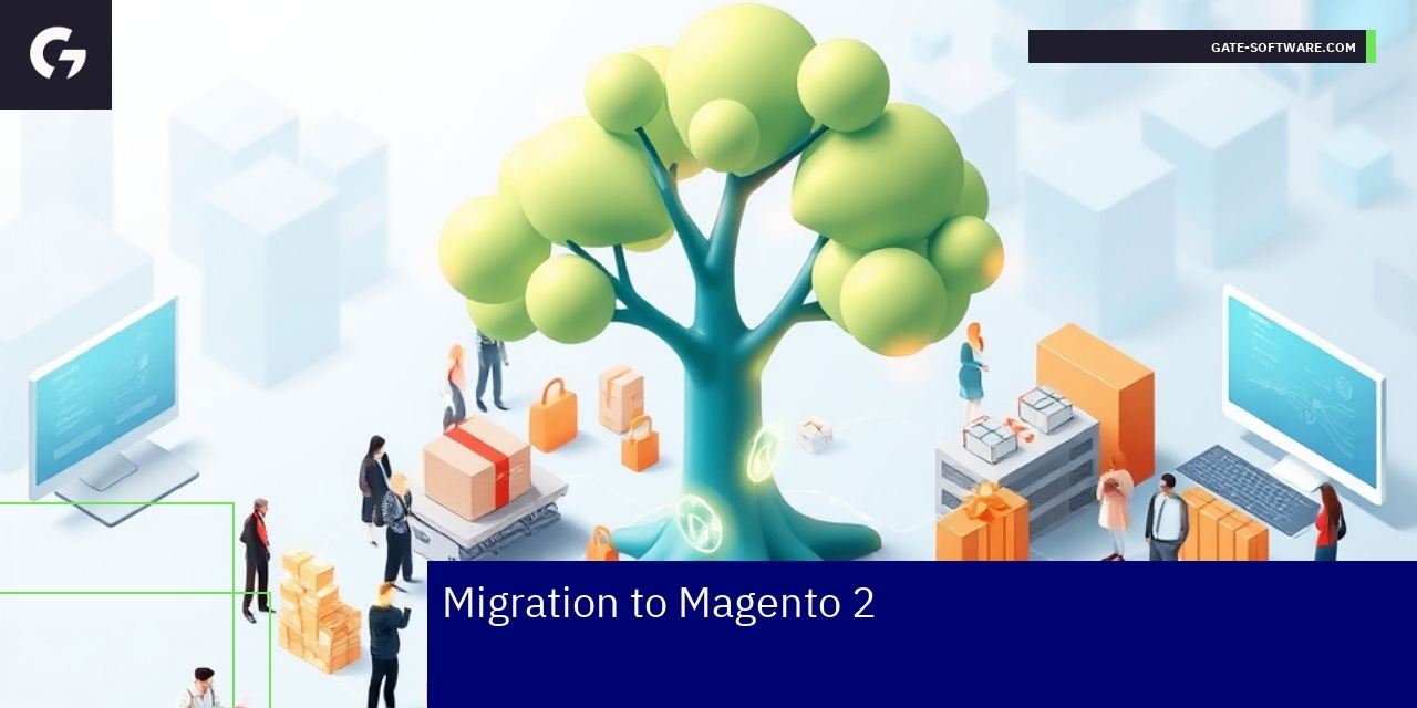Magento 2 Migration Strategies and Benefits Diagram showing migration from PrestaShop and WooCommerce