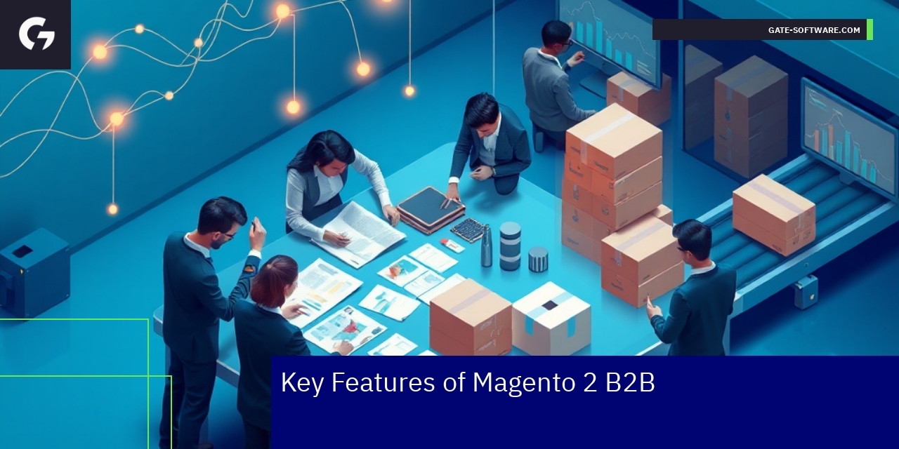 Diagram showing Magento 2 B2B platform features