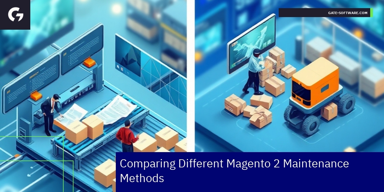 Diagram showing Magento 2 maintenance methods and benefits