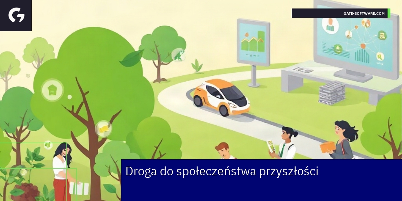 Symboliczna grafika reprezentująca rozwój społeczny i ekologię