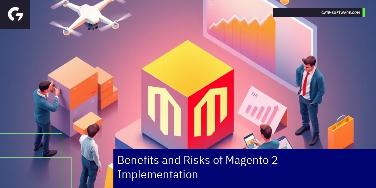 Magento 2 Benefits and Risks Overview Businessman evaluating Magento 2 risks and benefits