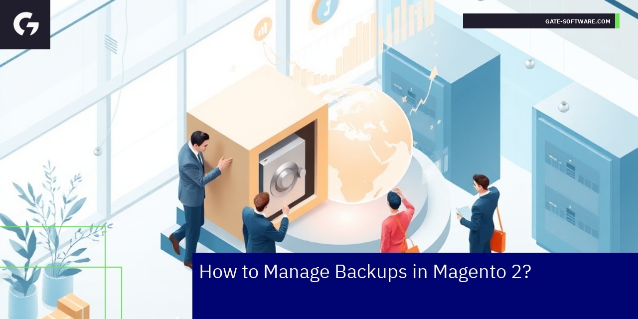 Magento 2 backup process and security icons illustration
