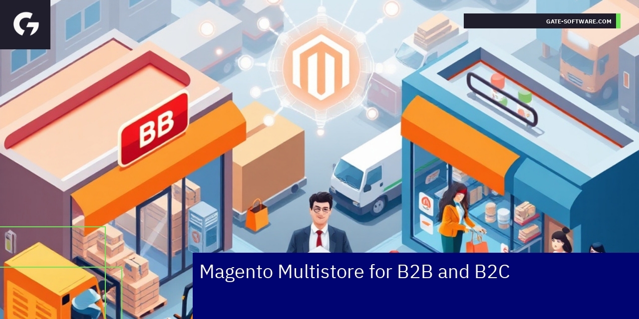 Magento platform dashboard showing multistore setup