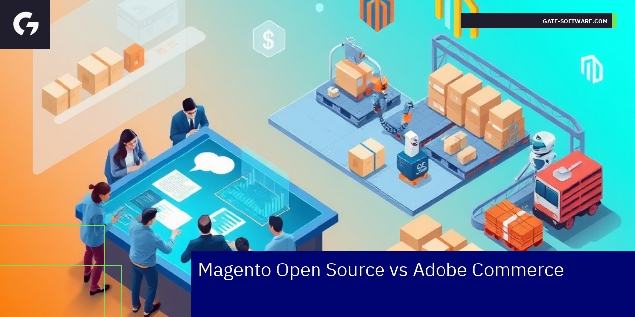 Business professionals analyzing Magento platform data