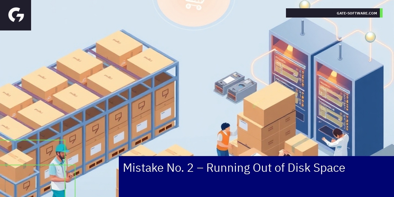 Disk space warning icon with server and Magento logos