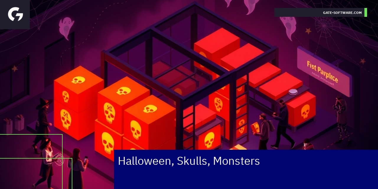 Skulls and monsters in Halloween digital design