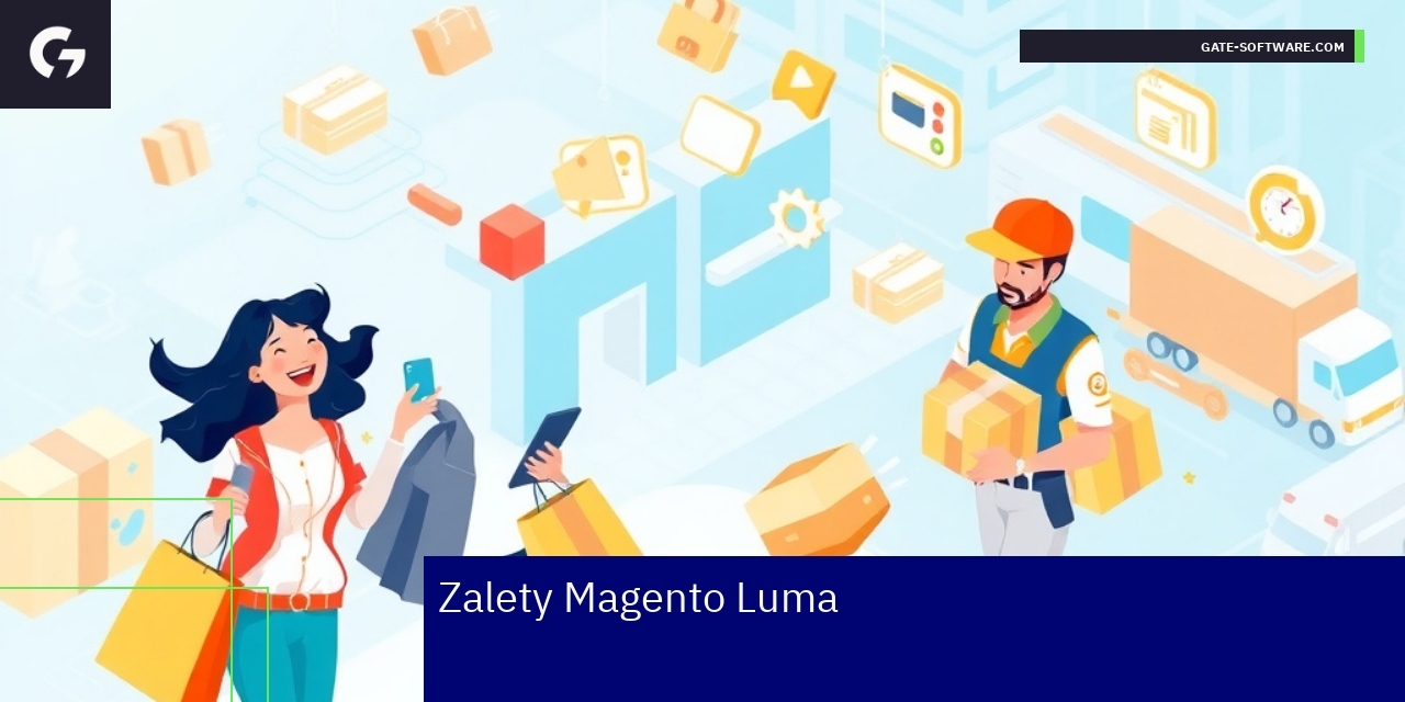 Grafika przedstawiająca zalety Magento Luma