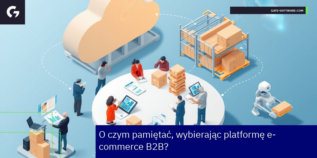 schemat platformy e-commerce B2B z ikonami
