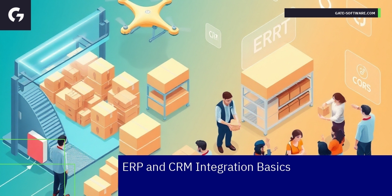 Diagram showing ERP and CRM systems integration process