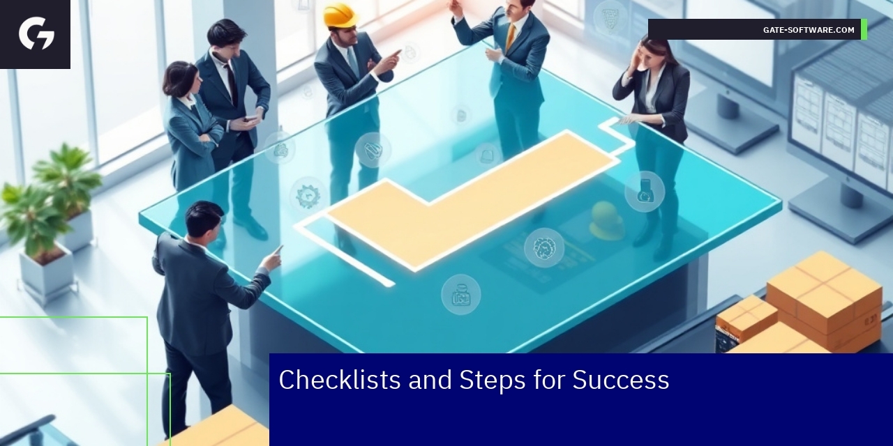 Business team reviewing a checklist and strategy plan