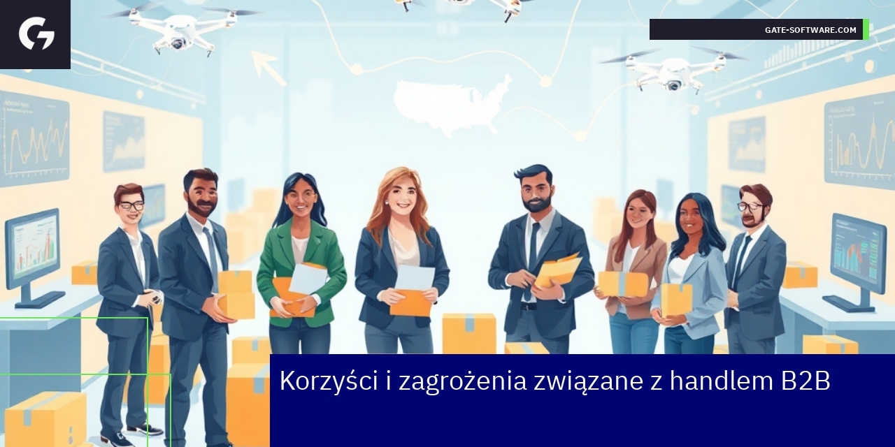 Wykres pokazujący korzyści i zagrożenia handlu B2B