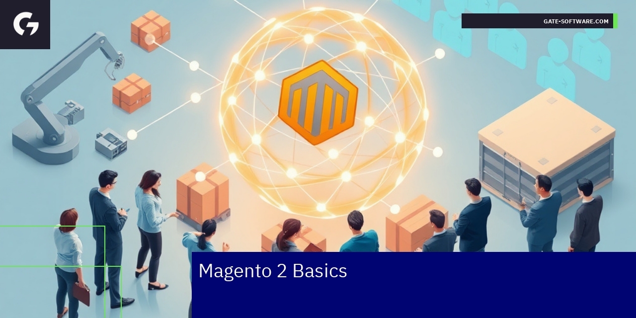 Magento 2 Architecture and B2B Capabilities Diagram showing Magento 2 platform features and workflow