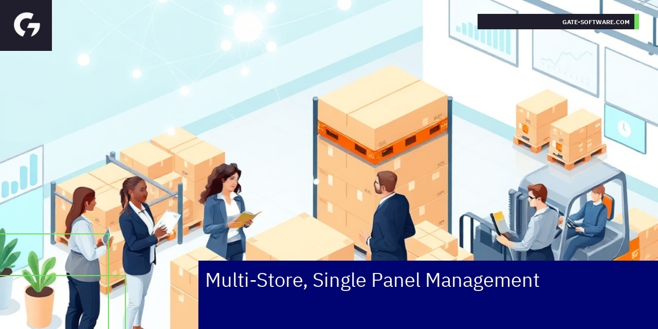 Dashboard screen showing multi-store management interface