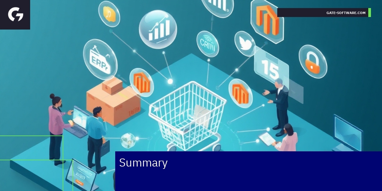 Benefits of Magento 2 B2B Integrations Diagram showing Magento 2 connected with ERP CRM PIM