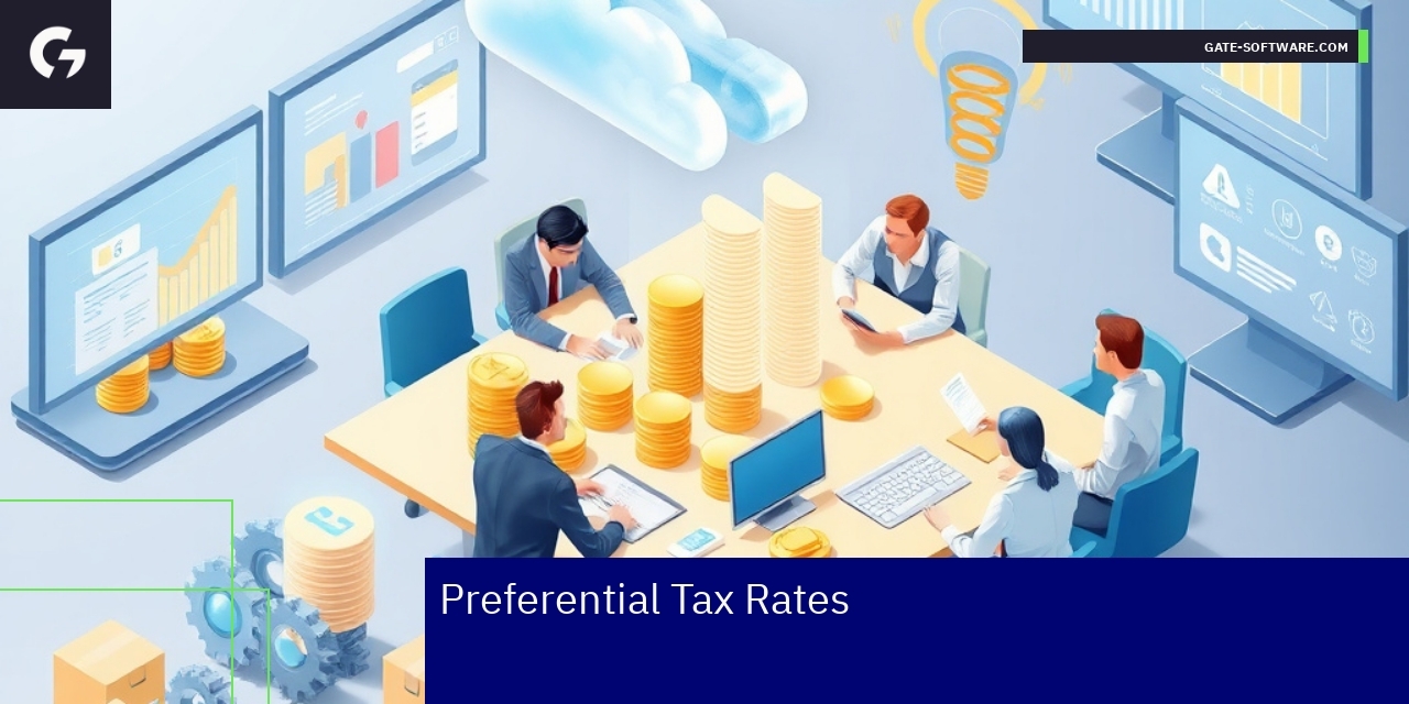 Preferential Tax Rates for B2B Technology Sectors Business team analyzing financial tax benefits data