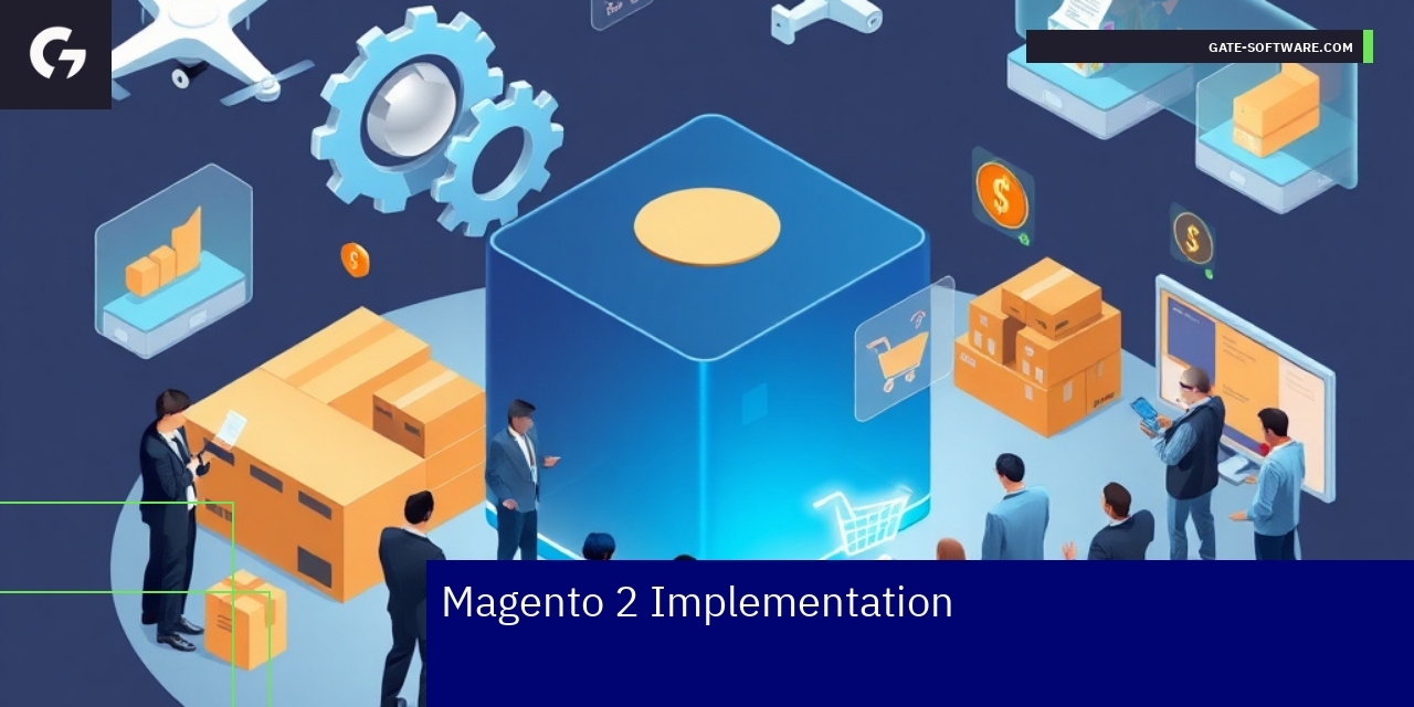 Diagram showing Magento 2 B2B implementation steps and challenges
