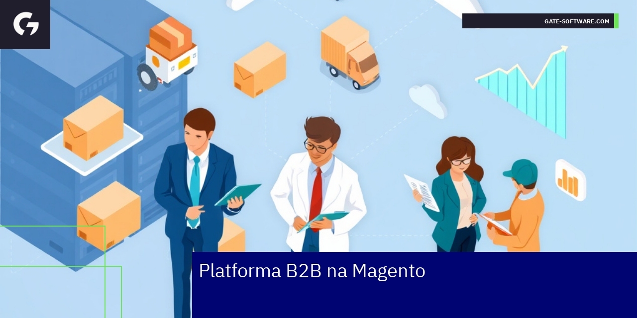 Interfejs platformy B2B Magento z wykresami i integracjami