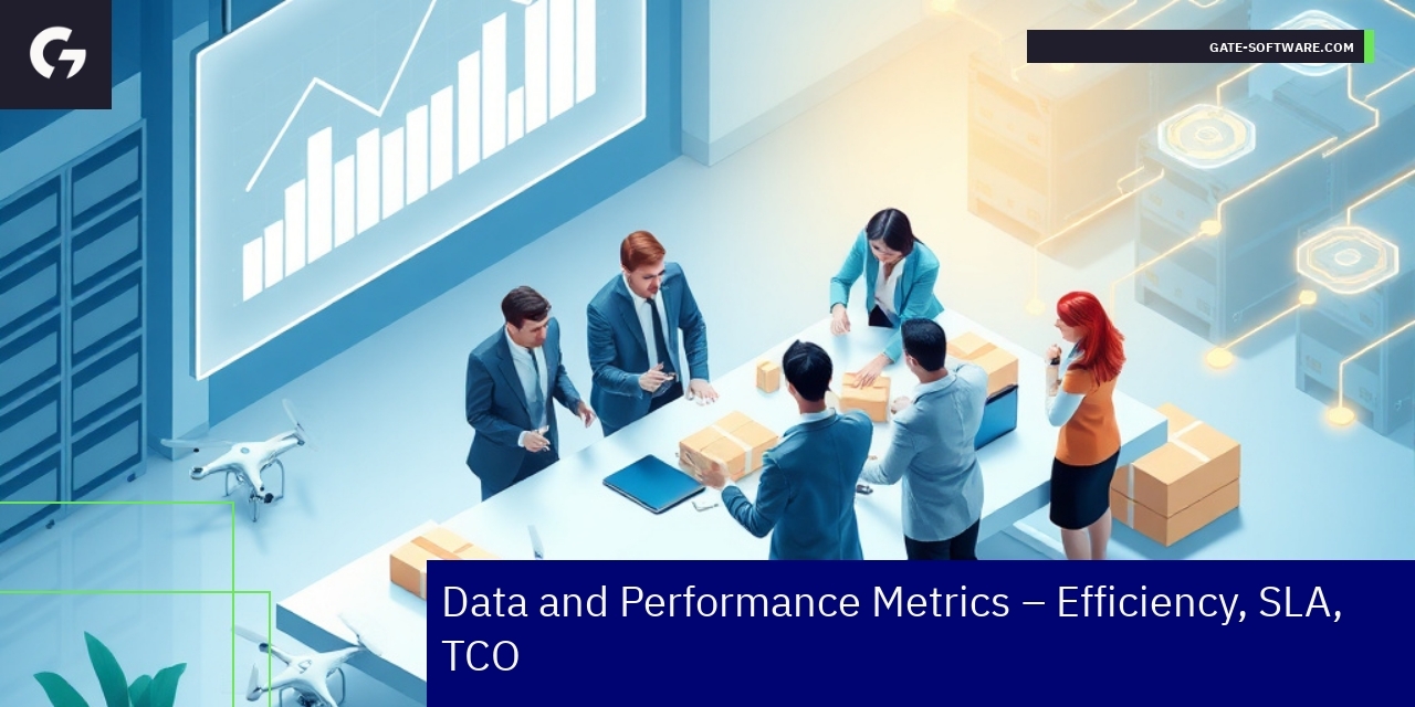 Charts showing efficiency and cost reduction metrics