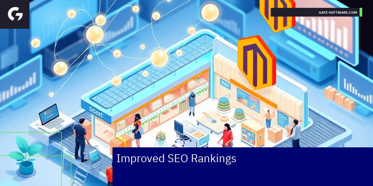 Improved SEO Rankings in Magento 2 Magento 2 SEO concepts and tools illustration