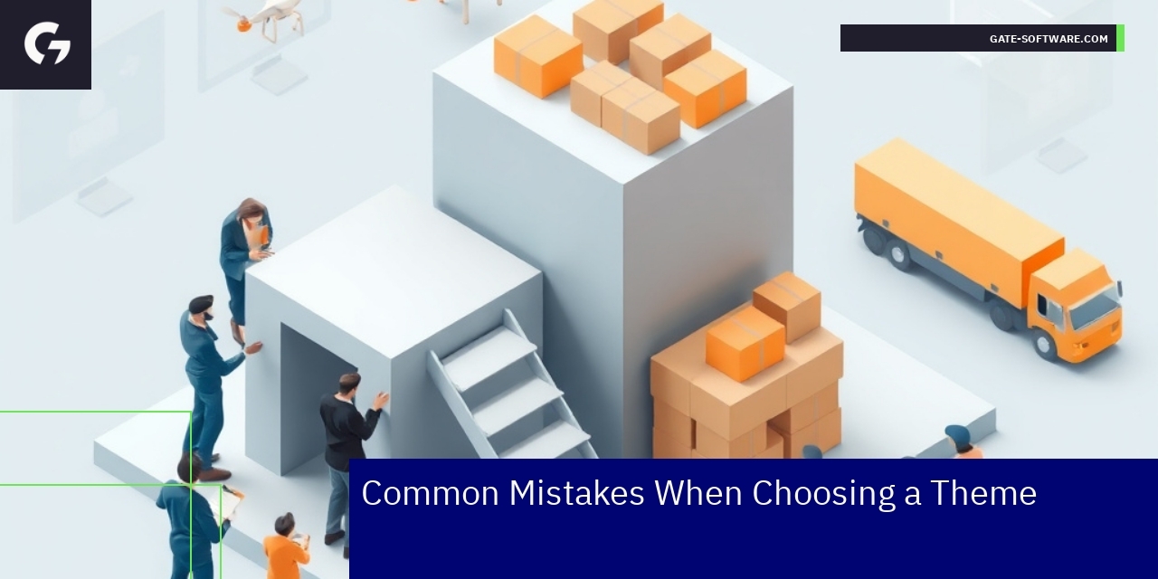 Key Mistakes in Choosing Website Themes Illustration of theme selection challenges and tips