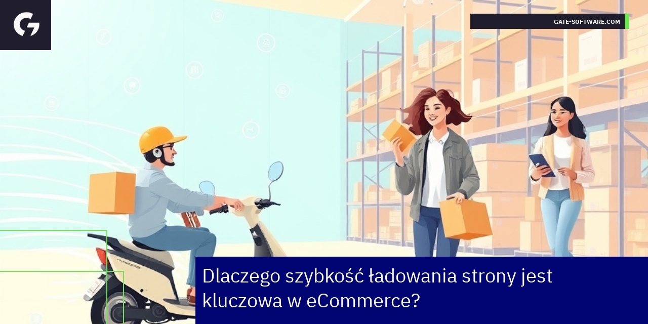 Grafika przedstawiająca szybkość strony eCommerce i technologię