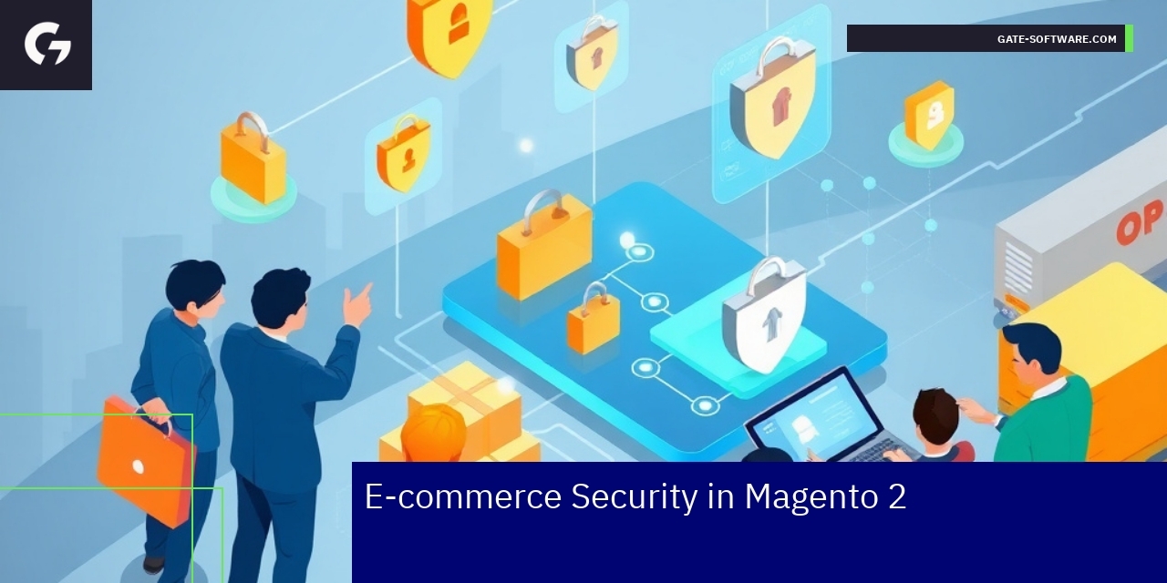 Magento 2 E-commerce Security Best Practices Magento 2 security icons and cyber threat symbols